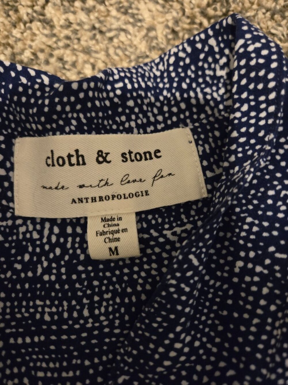 Cloth & Stone Anthropologie Blue White Printed Button Down Shirt M - Picture 3 of 5